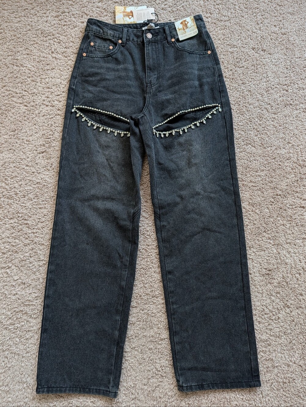 Sincerely Jules Womens Black Rhinestone Taylor Swift Heart Jeans NWT Size 3/25